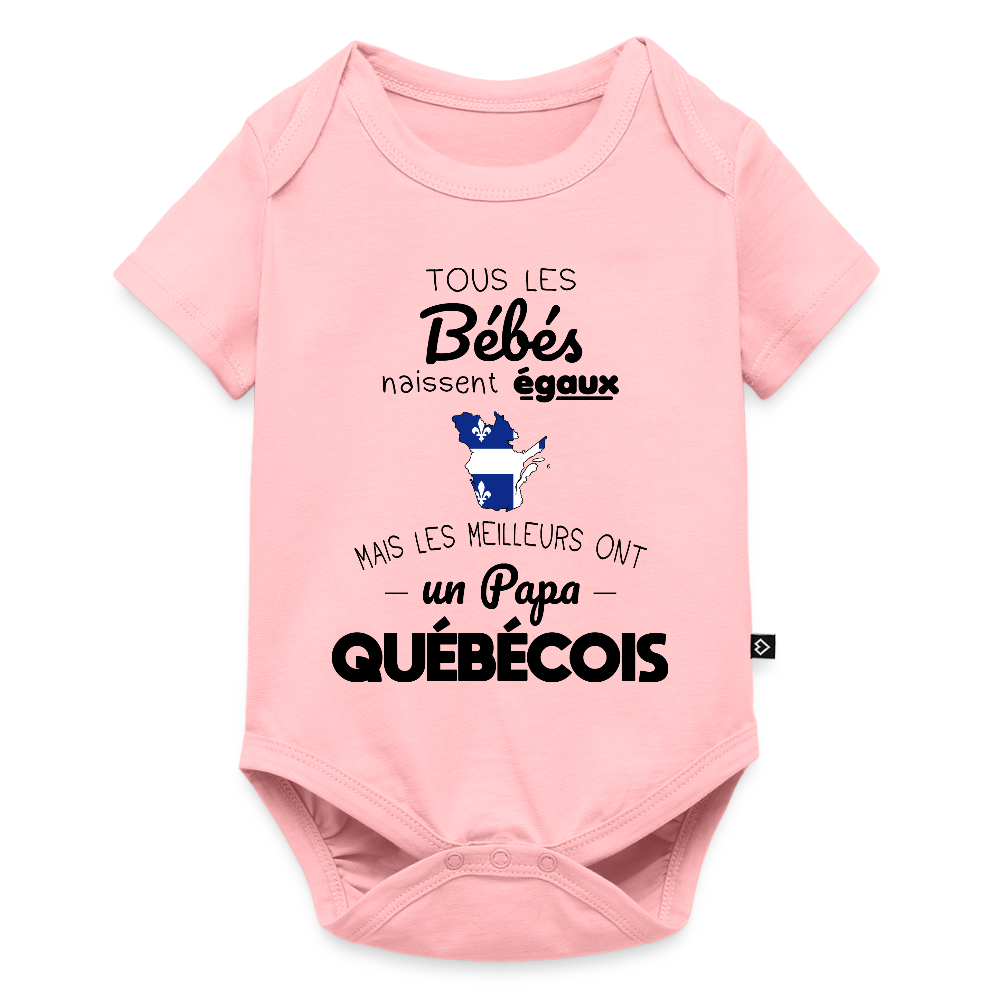 Body Bébé bio manches courtes - Les Meilleurs Ont Un Papa Québécois - rose