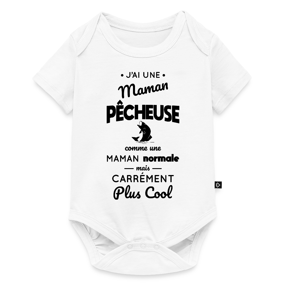 Body Bébé bio manches courtes - J'ai une maman pêcheuse - blanc