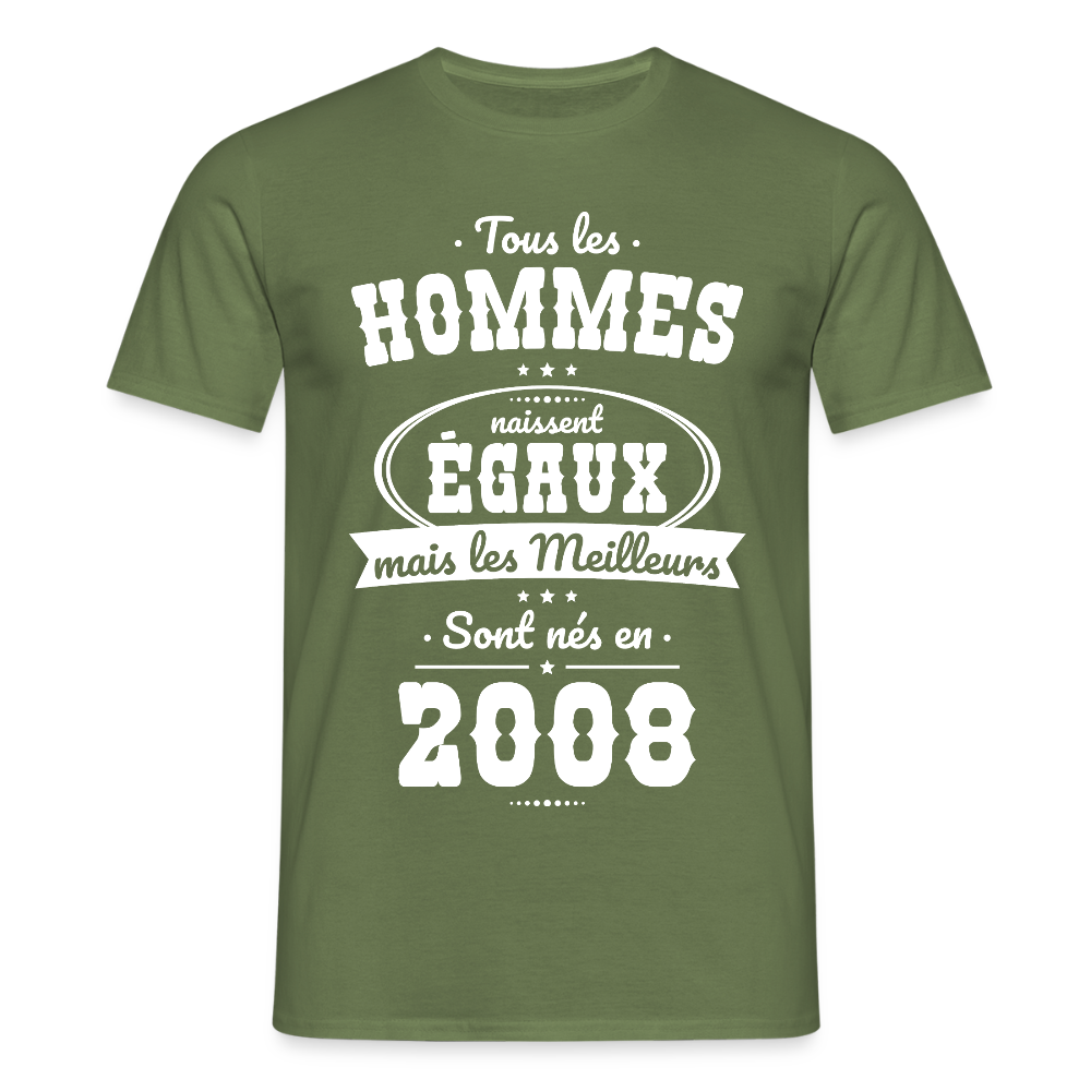 T-shirt anniversaire homme 18 ans – Les meilleurs sont nés en 2008 - vert militaire