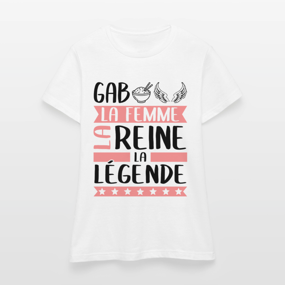 T-shirt femme coloris clair Gabrielle rébus – La femme, la reine, la légende - blanc