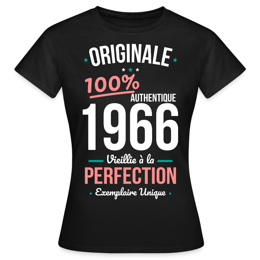 T-shirt anniversaire 60 ans Femme – Originale 1966 Authentique - noir