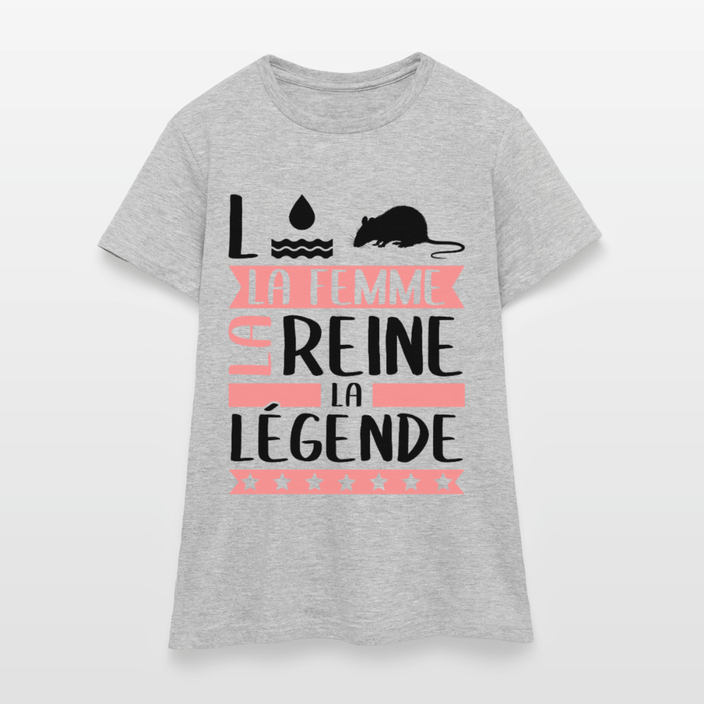 T-shirt femme coloris clair Laura rébus – La femme, la reine, la légende - gris chiné