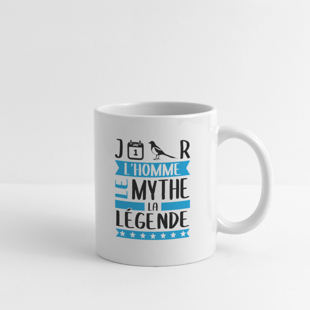 Mug blanc Jean-Pierre rébus – L’homme, le mythe, la légende - blanc