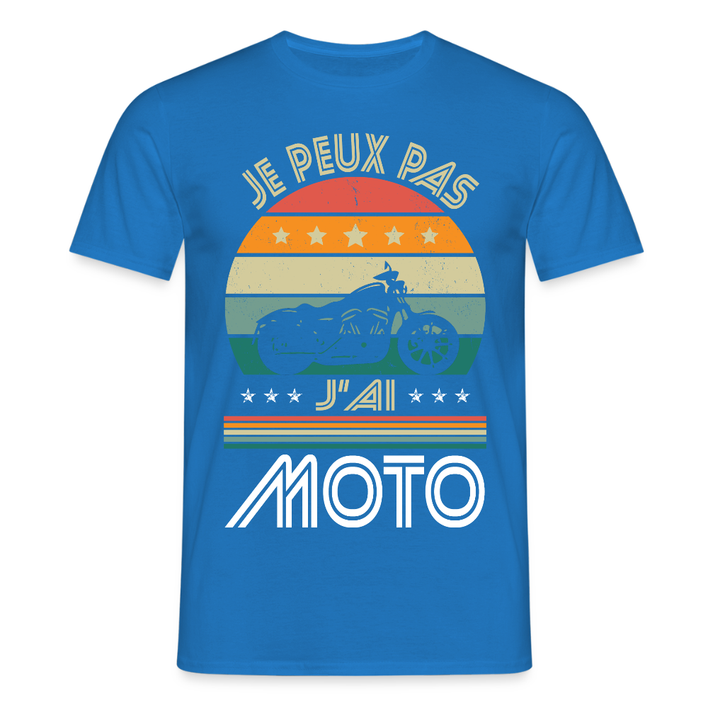 T-shirt Homme - Je peux pas j'ai Moto - bleu royal