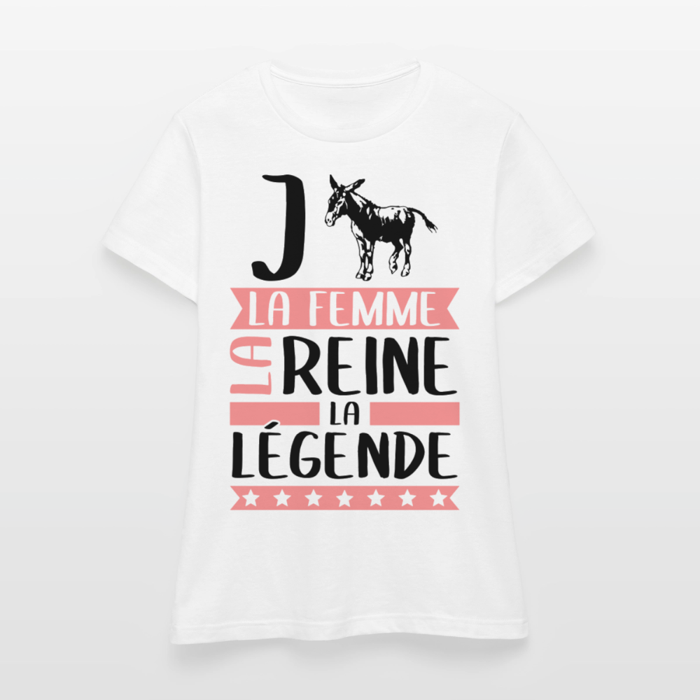 T-shirt femme coloris clair Jeanne rébus – La femme, la reine, la légende - blanc