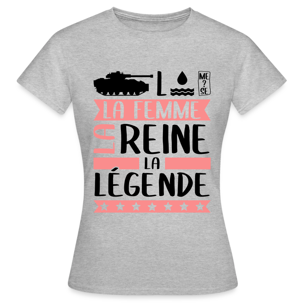 T-shirt femme coloris clair Charlotte en rébus – La femme, la reine, la légende - gris chiné