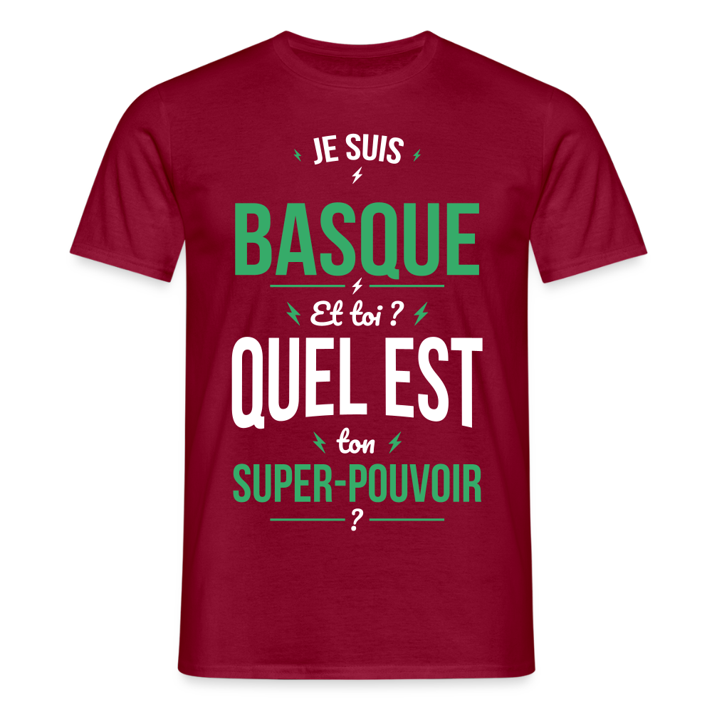 T-shirt Homme - Je suis Basque - Super-pouvoir - rouge brique