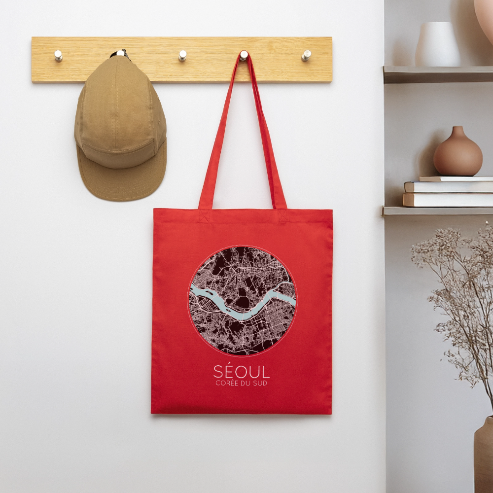 Tote Bag Séoul Bio – Plan de Séoul - rouge