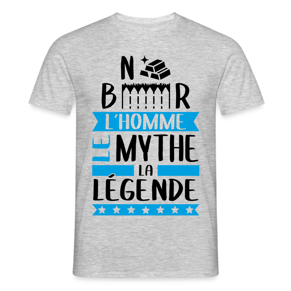 T-shirt homme coloris clair Norbert en rébus – L’homme, le mythe, la légende - gris chiné