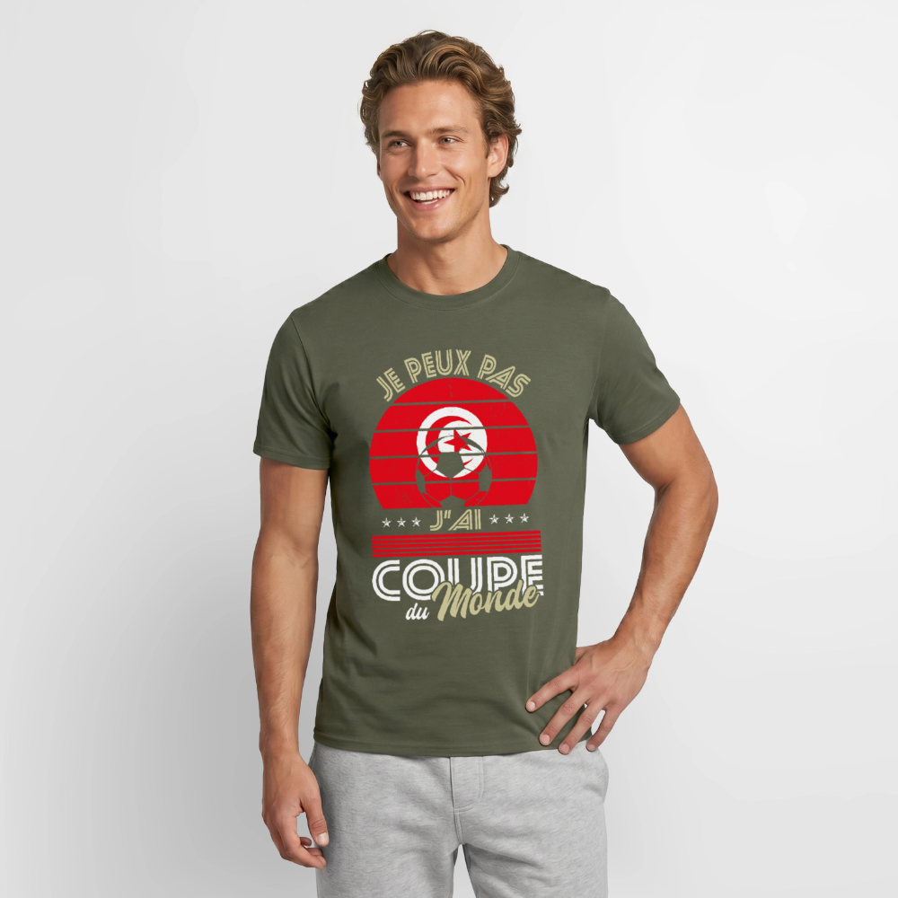 T-shirt Homme - Je peux pas j'ai Coupe du Monde - Tunisie - vert militaire