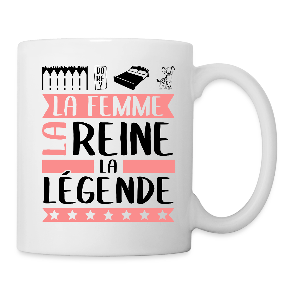 Mug blanc Emilienne rébus – La femme, la reine, la légende - blanc