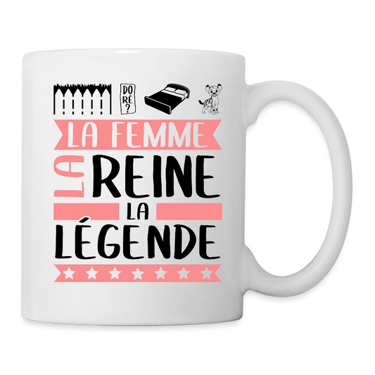 Mug blanc Emilienne rébus – La femme, la reine, la légende - blanc