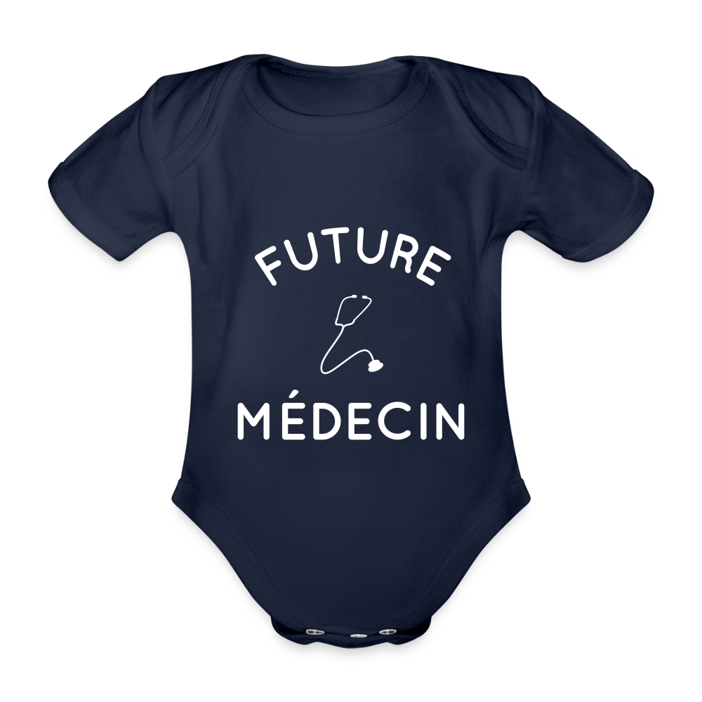 Body Bébé bio manches courtes - Future médecin - marine foncé