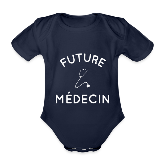 Body Bébé bio manches courtes - Future médecin - marine foncé