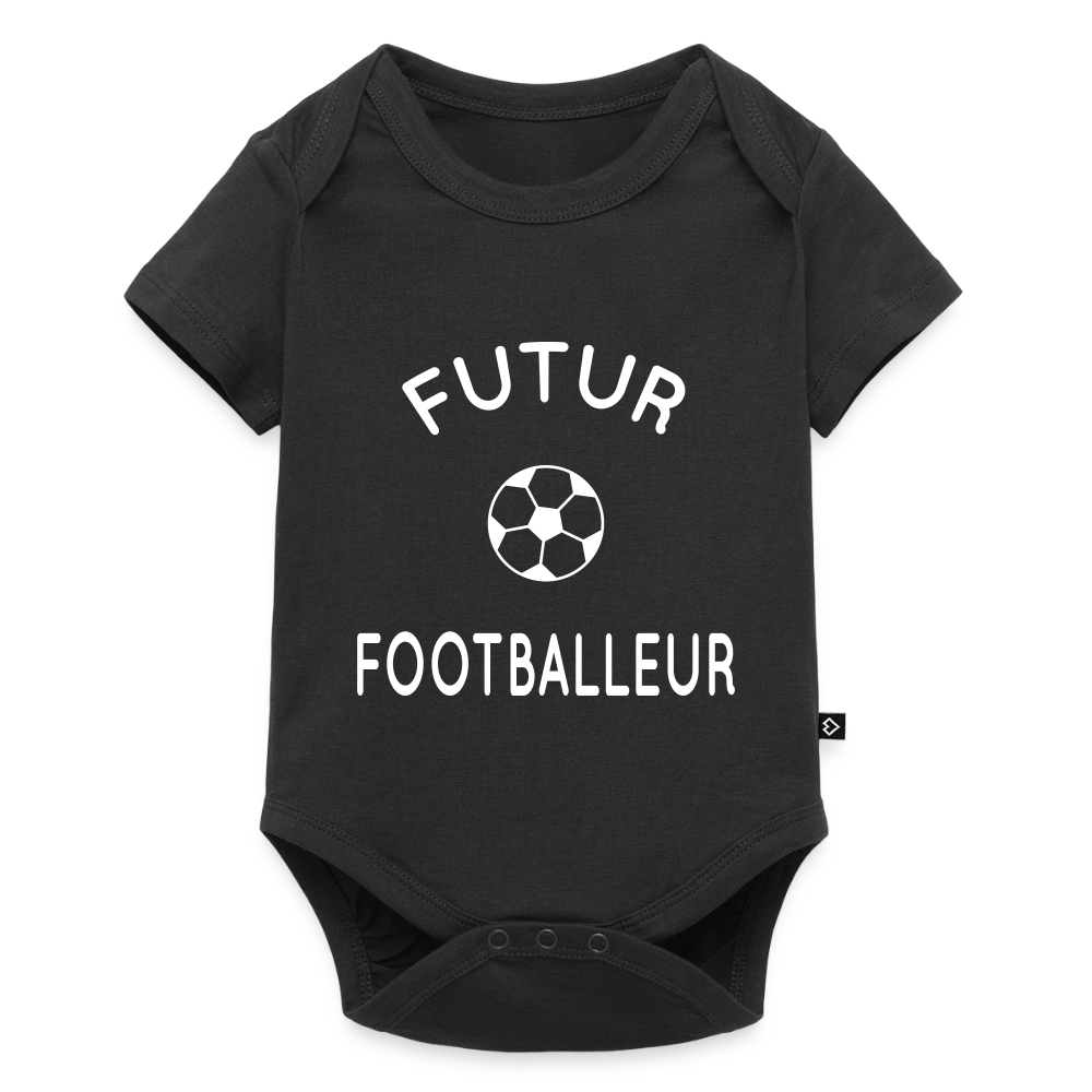Body Bébé bio manches courtes - Futur footballeur - noir