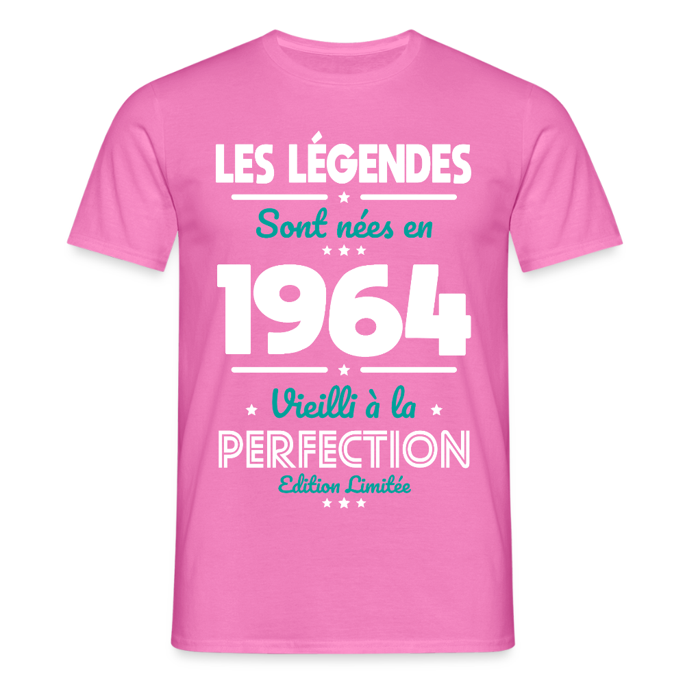 T-shirt Homme - Anniversaire 61 Ans - Les Légendes sont nées en 1964 - rose