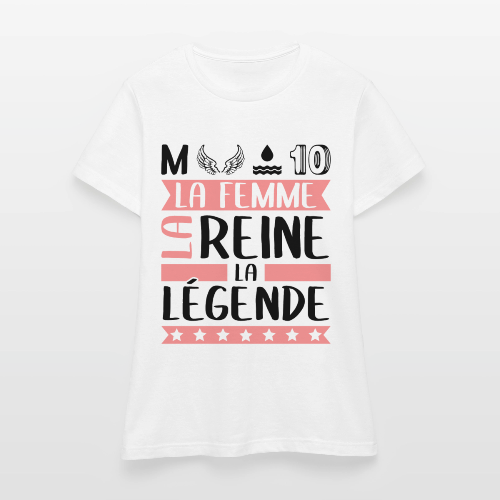 T-shirt femme coloris clair Mélodie rébus – La femme, la reine, la légende - blanc