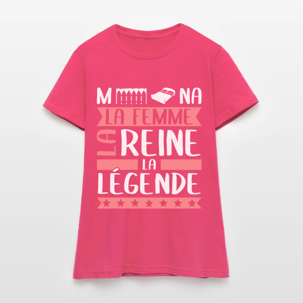 T-shirt femme Mélina rébus – La femme, la reine, la légende - rose azalée