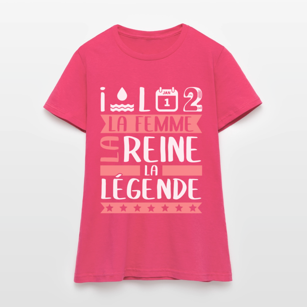 T-shirt femme Yolande rébus – La femme, la reine, la légende - rose azalée