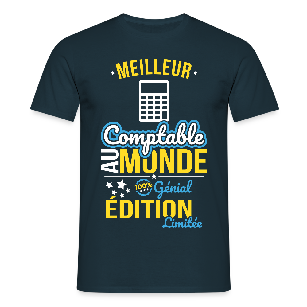 T-shirt Homme - Meilleur Comptable au monde - 100% génial - marine
