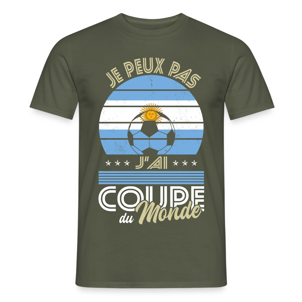 T-shirt Homme - Je peux pas j'ai Coupe du Monde - Argentine - vert militaire