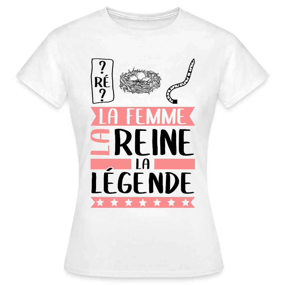 T-shirt femme coloris clair Dominique rébus – La femme, la reine, la légende - blanc