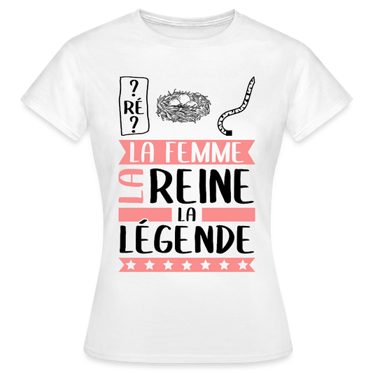 T-shirt femme coloris clair Dominique rébus – La femme, la reine, la légende - blanc