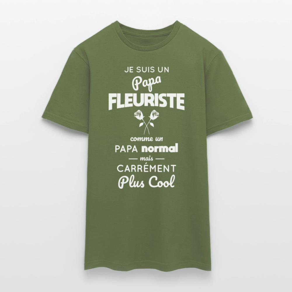 T-shirt Homme - Papa fleuriste plus cool - vert militaire