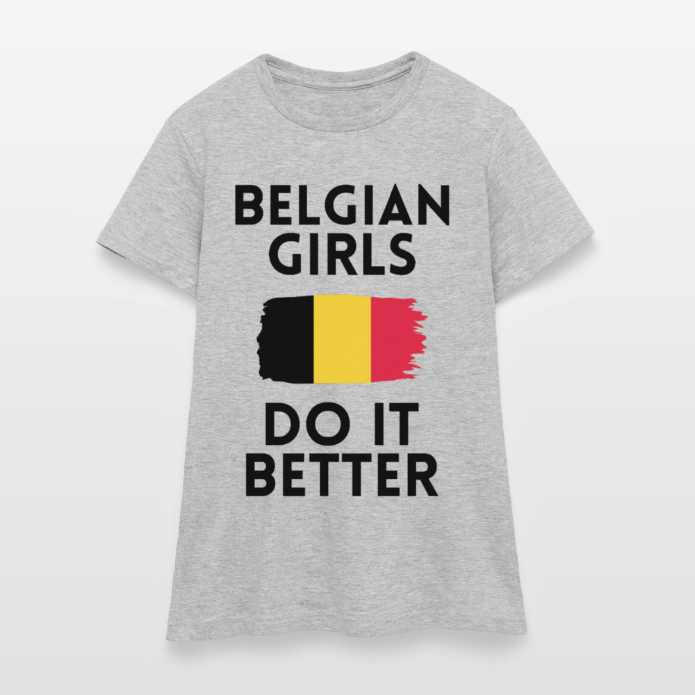 T-shirt femme coloris clair - Belgian Girls Do It Better - gris chiné