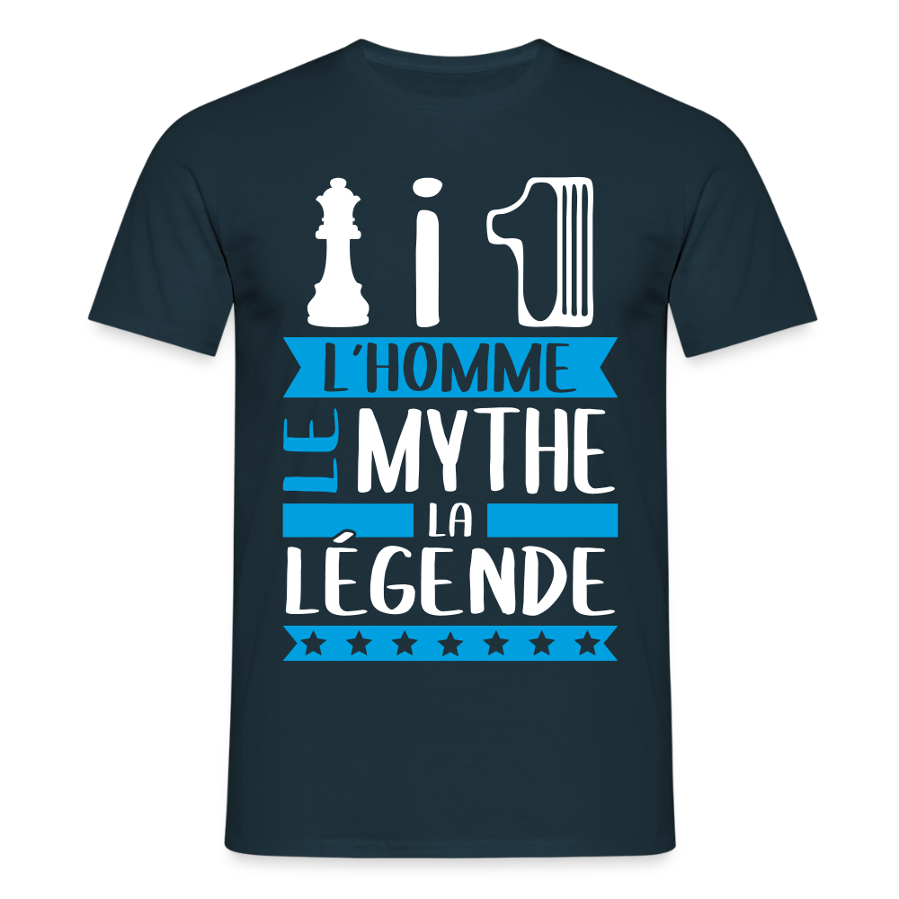 T-shirt homme Damien rébus – L’homme, le mythe, la légende - marine