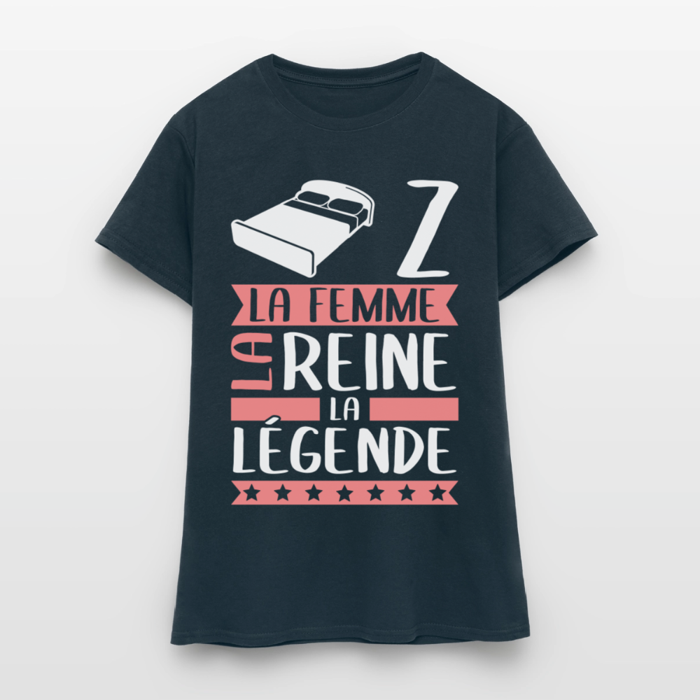 T-shirt femme Lise rébus – La femme, la reine, la légende - marine