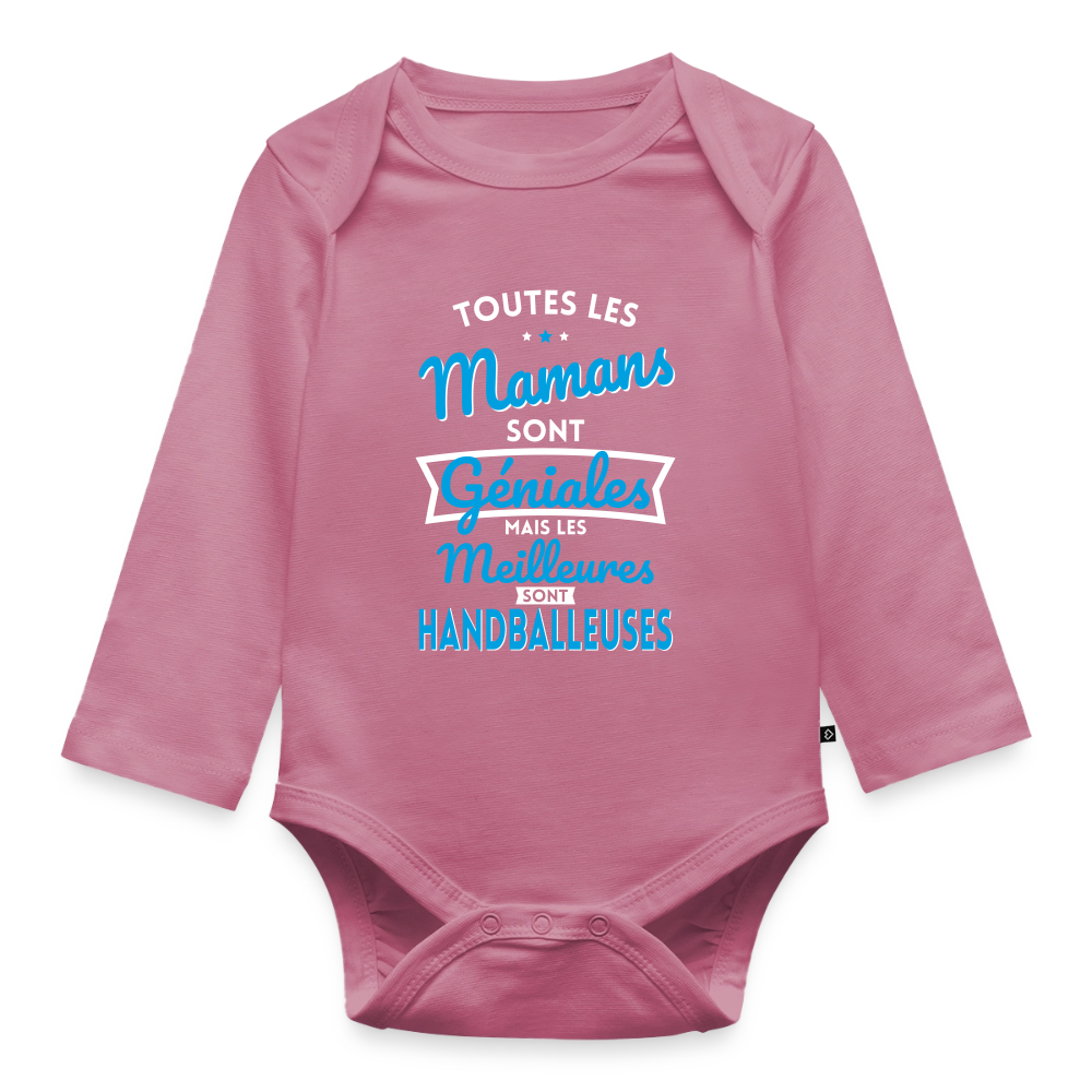 Body Bébé bio manches longues - Mamans  géniales - Les meilleures sont handballeuses - mauve