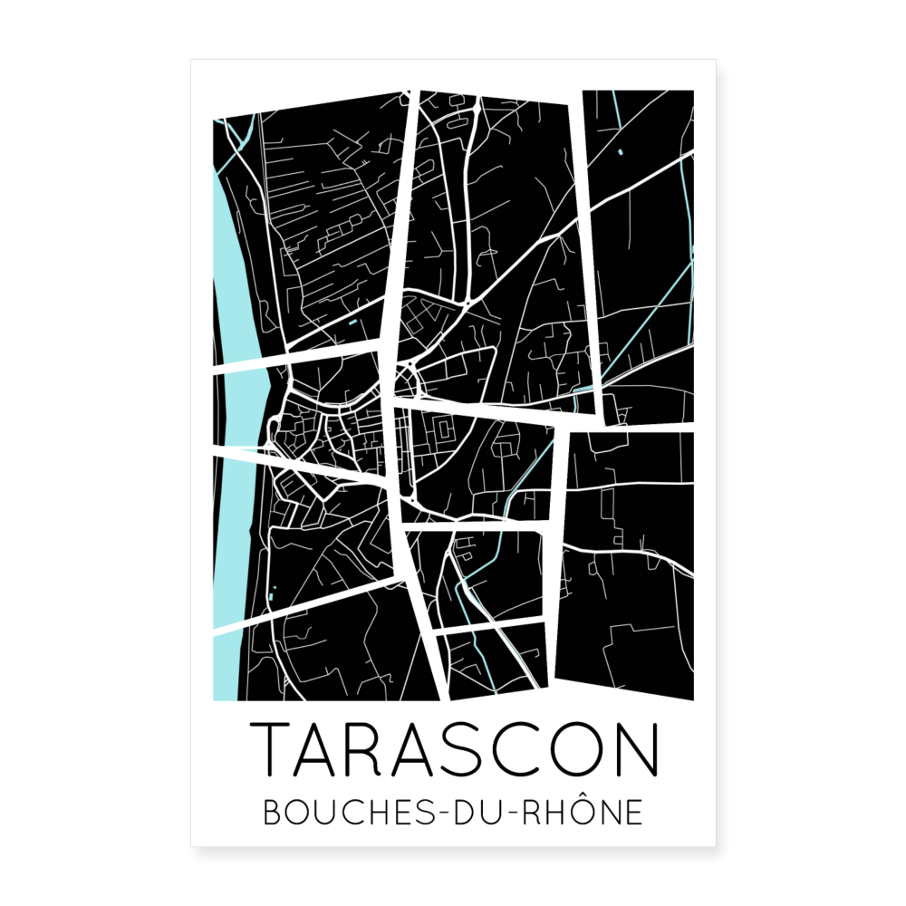 Poster Tarascon - Plan Tarascon - 60 x 90 cm - blanc