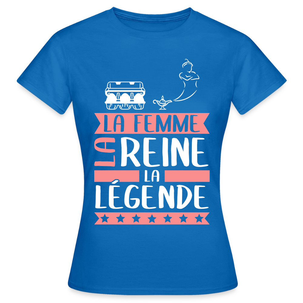 T-shirt femme Eugénie rébus – La femme, la reine, la légende - bleu royal