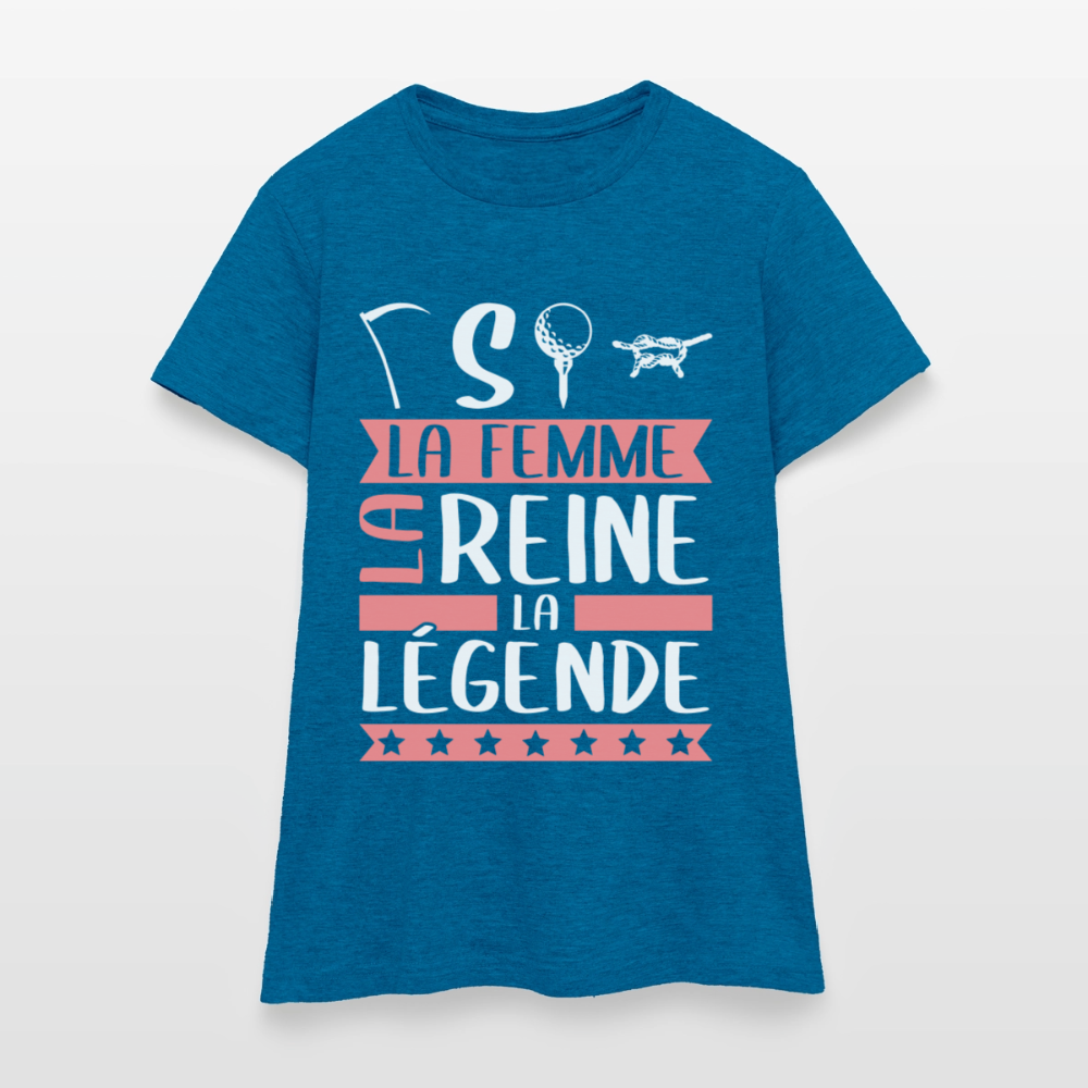 T-shirt femme Faustine rébus – La femme, la reine, la légende - bleu saphir antique chiné