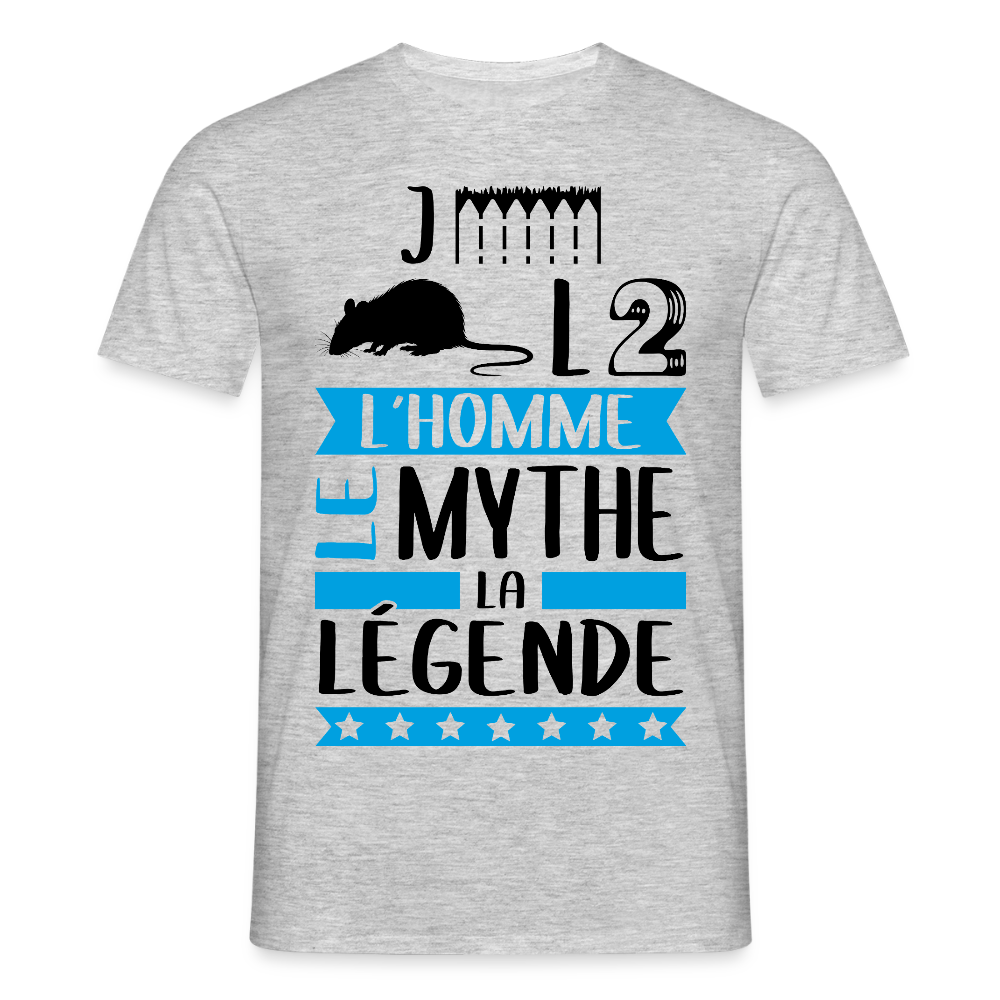 T-shirt homme coloris clair Gérald en rébus – L’homme, le mythe, la légende - gris chiné