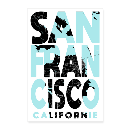 Poster San Francisco - Plan San Francisco - 40 x 60 cm - blanc