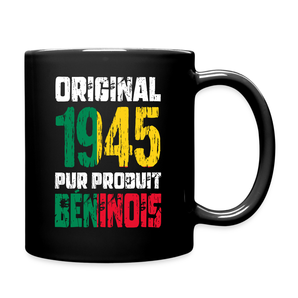 Mug uni - Anniversaire 80 Ans - Original 1945 - Pur produit Béninois - noir