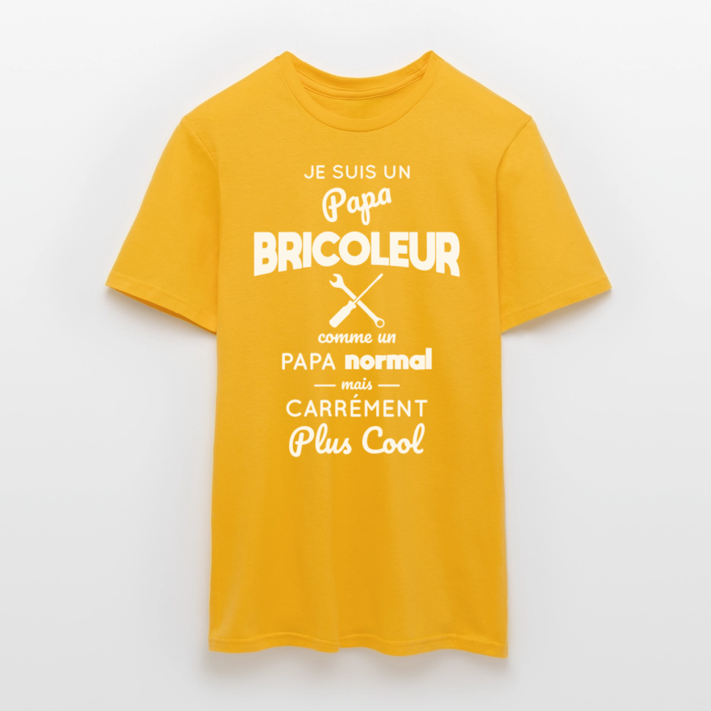 T-shirt Homme - Papa bricoleur plus cool - jaune