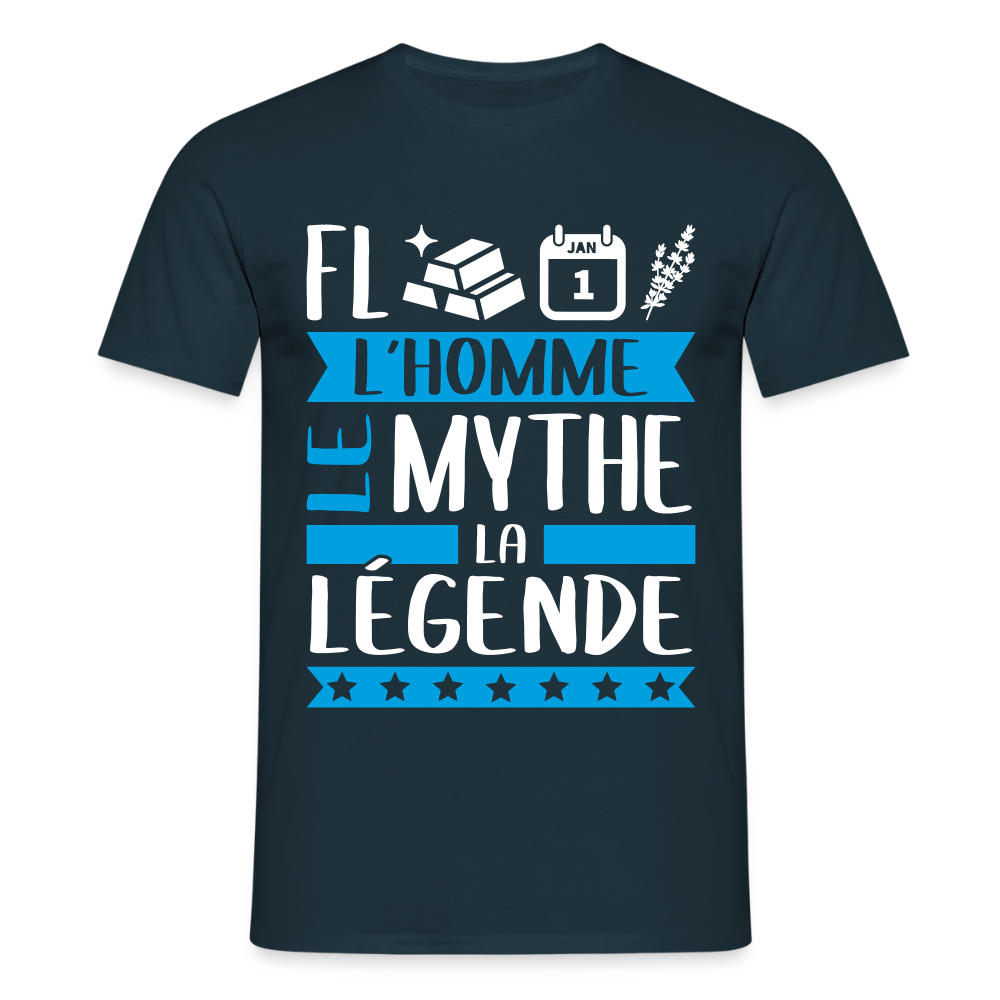 T-shirt homme Florentin rébus – L’homme, le mythe, la légende - marine