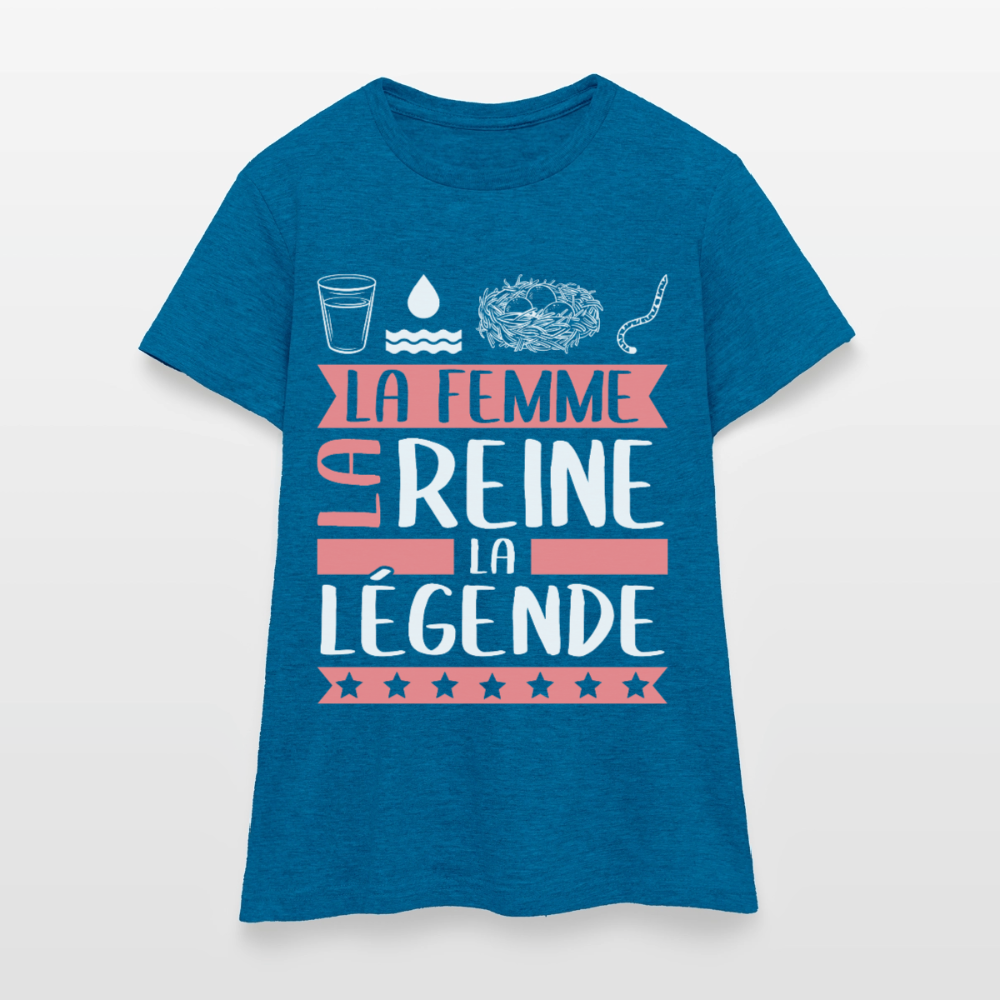 T-shirt femme Véronique rébus – La femme, la reine, la légende - bleu saphir antique chiné