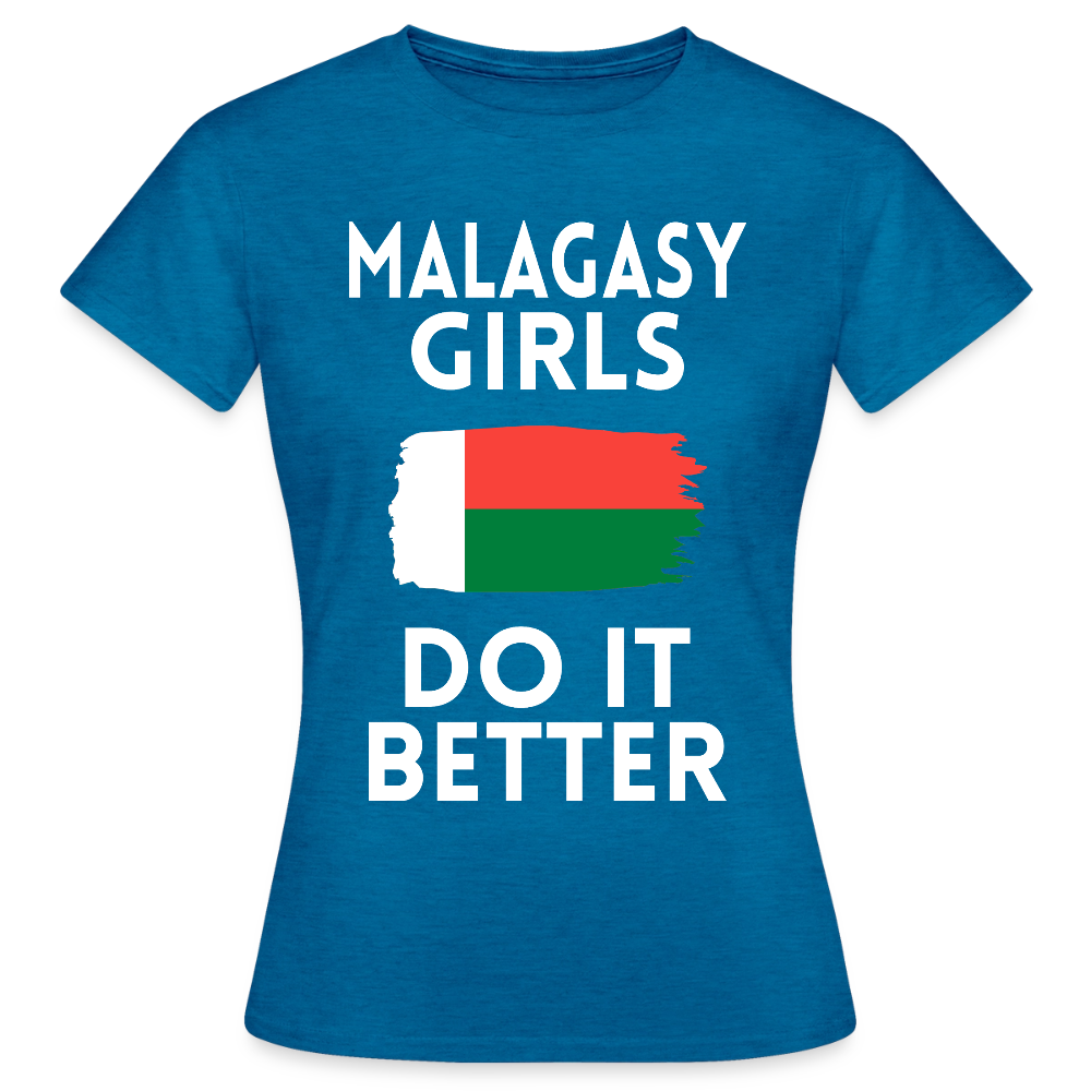 T-shirt femme - Malagasy Girls Do It Better - bleu saphir antique chiné