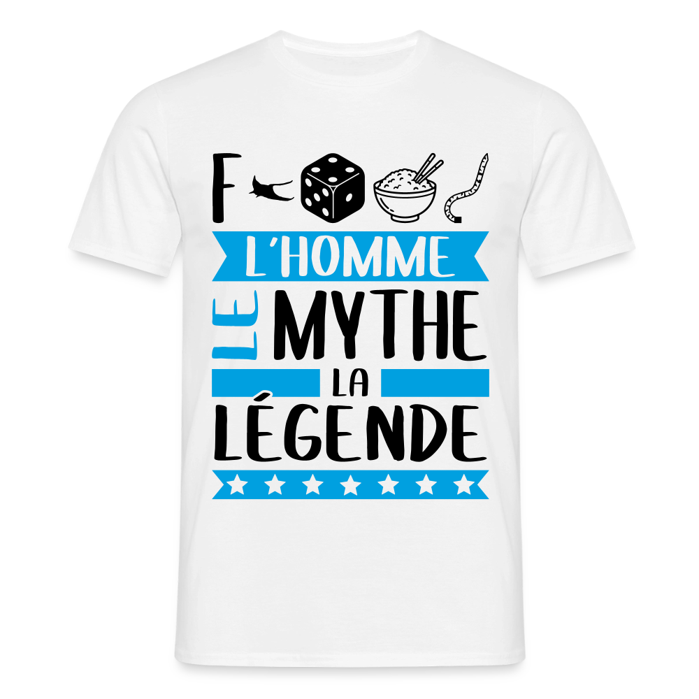T-shirt homme coloris clair Frédéric en rébus – L’homme, le mythe, la légende - blanc