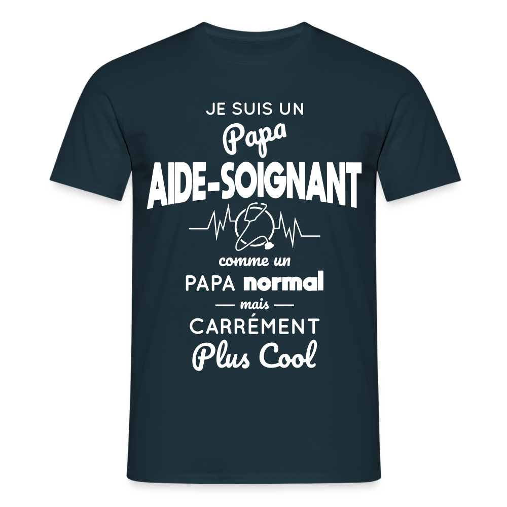 T-shirt Homme - Papa aide-soignant plus cool - marine