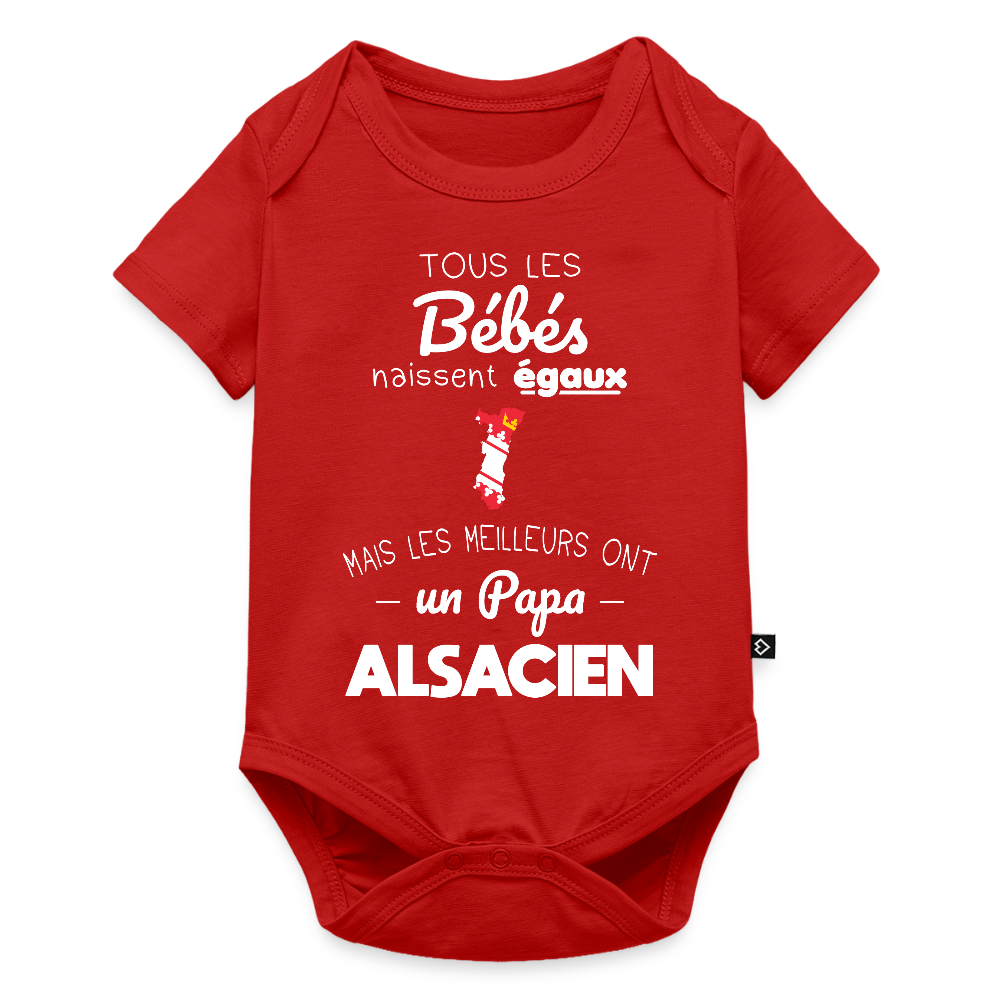 Body Bébé bio manches courtes - Les Meilleurs Ont Un Papa Alsacien - rouge