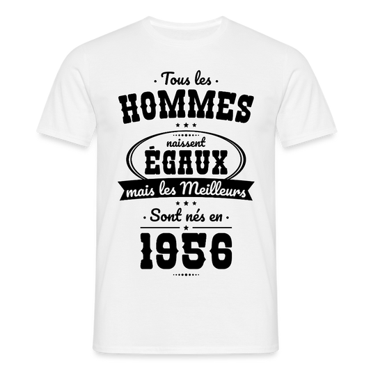 T-shirt anniversaire homme 70 ans coloris clair – Les meilleurs sont nés en 1956 - blanc