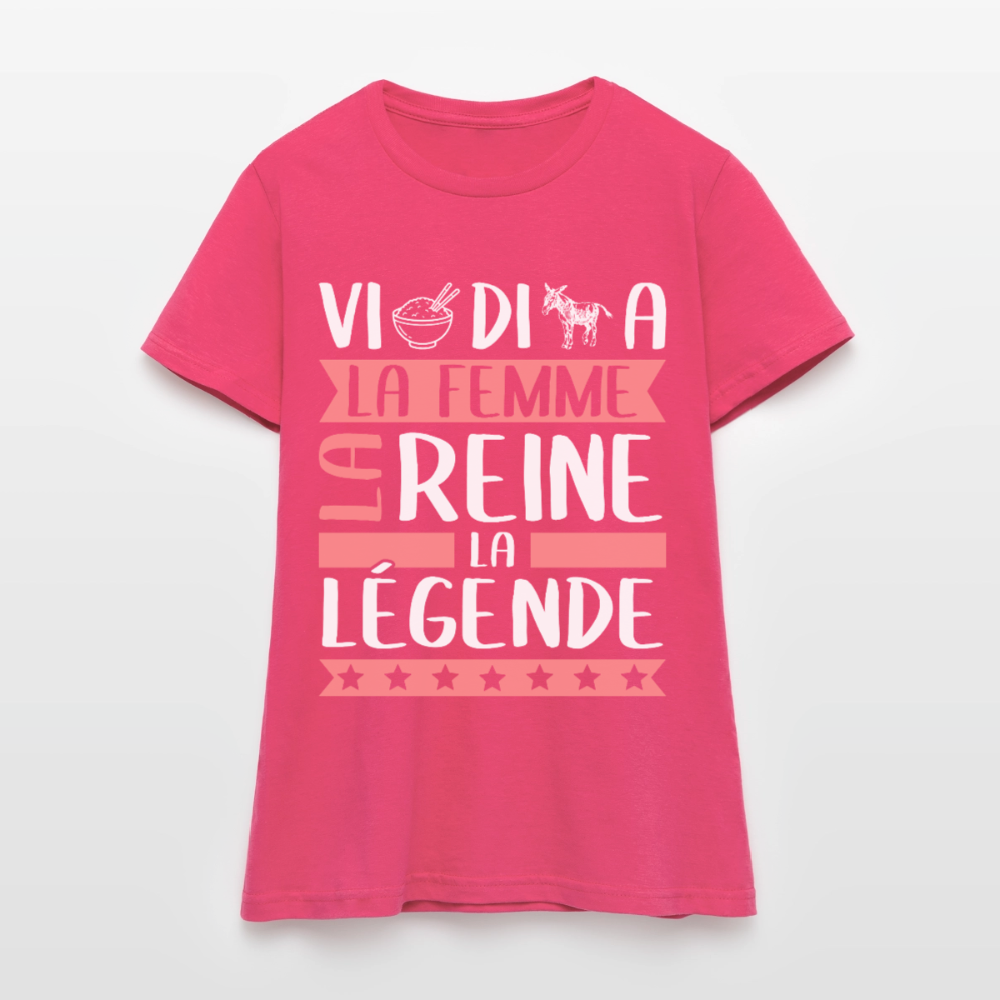 T-shirt femme Viridiana rébus – La femme, la reine, la légende - rose azalée