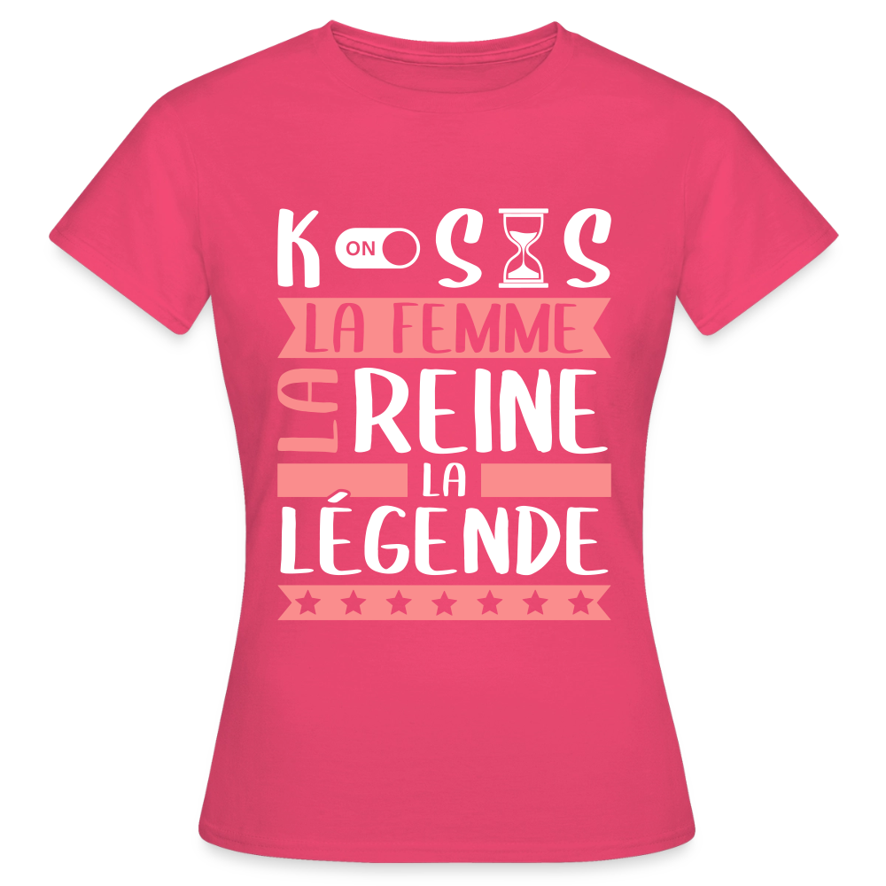 T-shirt femme Constance rébus – La femme, la reine, la légende - rose azalée