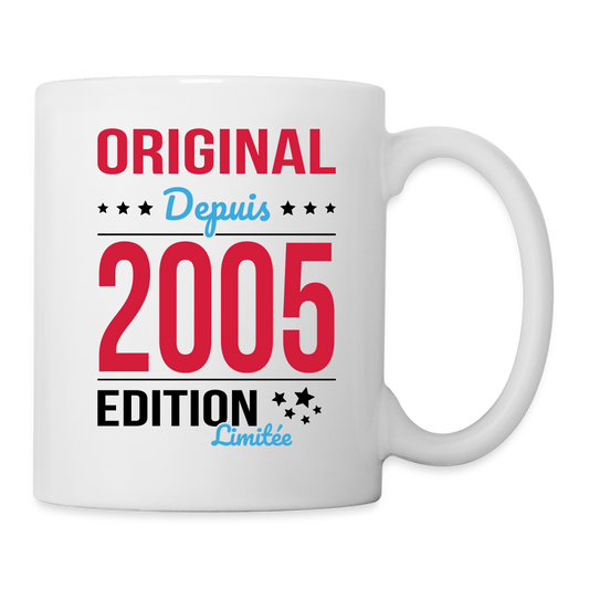 Mug blanc - Anniversaire 20 Ans - Original depuis 2005 - blanc