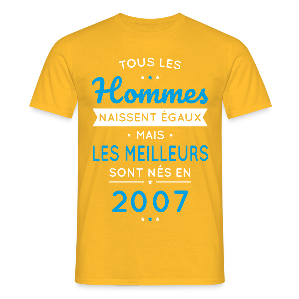 T-shirt Homme - Anniversaire 18 Ans - Les meilleurs sont nés en 2007 - jaune